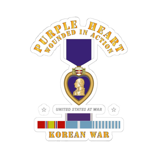 Kiss-Cut Stickers - Purple Heart - WIA w Korean War  w Purple Heart