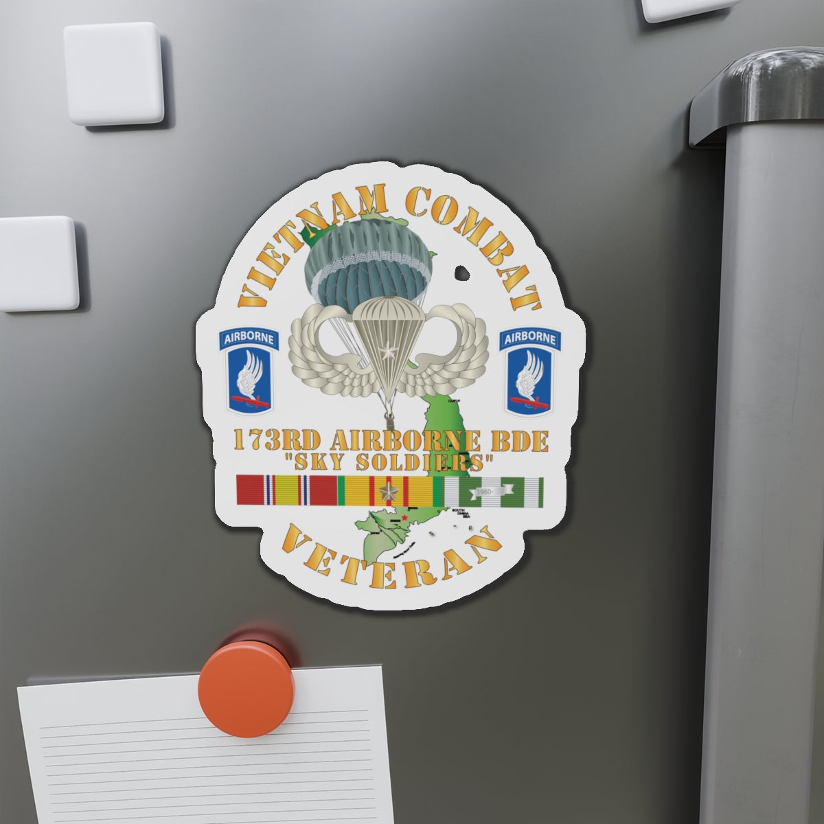 Die-Cut Magnets - Army - Vietnam Combat Infantry Veteran w 173rd Airborne Bde SSI X 300