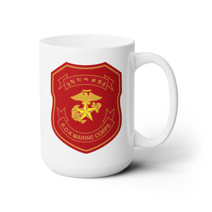 White Ceramic Mug 15oz - Korea - Republic of Korea - Marine Corps Patch wo Txt