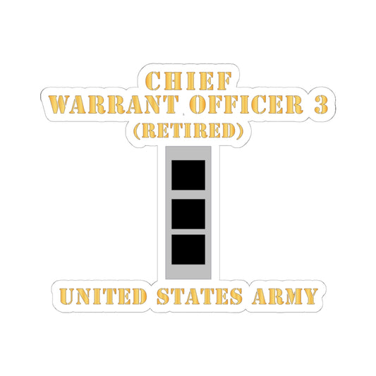 Kiss-Cut Stickers - Army - Chief Warrant Officer 3 - CW03 - Retired - Flat - X 300