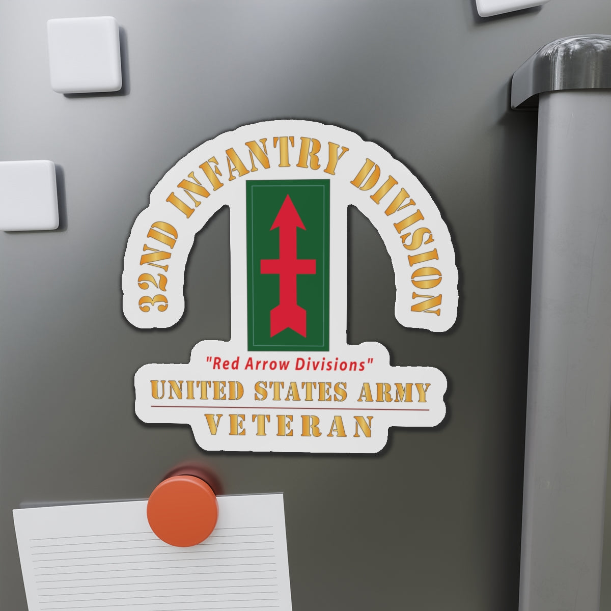 Die-Cut Magnets - Army - SSI - 32nd Infantry Division - Red Arrow Division - US Army Veteran X 300