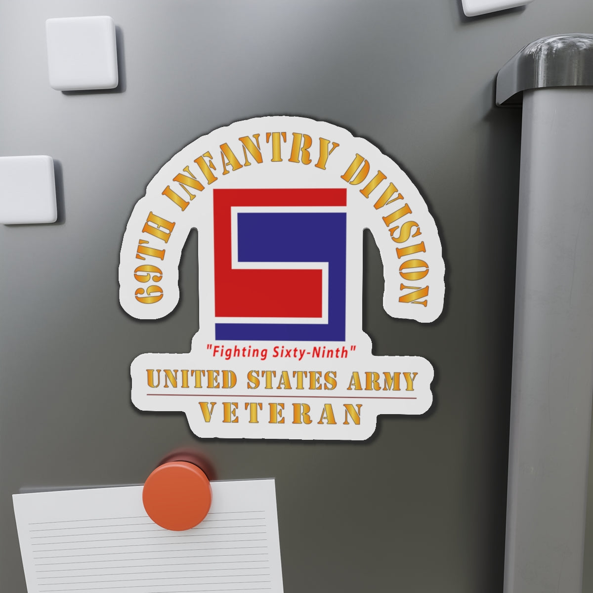 Die-Cut Magnets - Army - SSI - 69th Infantry Division - Fighting Sixty-Ninth - US Army Veteran X 300