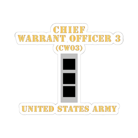 Kiss-Cut Stickers - Army - Chief Warrant Officer 3 - CW03 - Flat - X 300