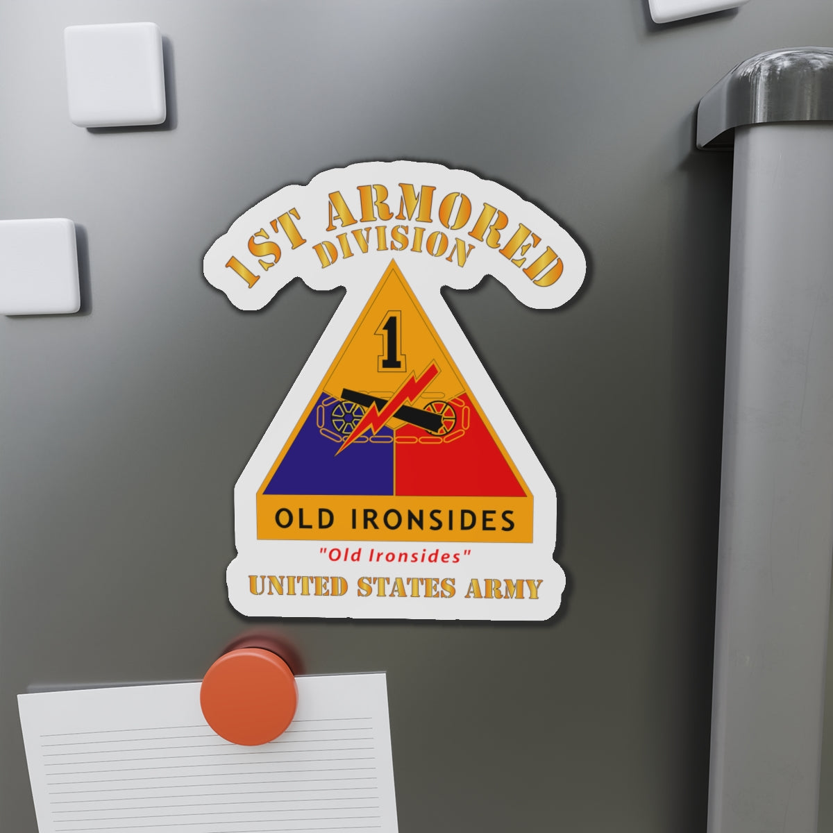 Die-Cut Magnets - Army - DUI - 1st Armored Division - Old Ironsides - US Army X 300