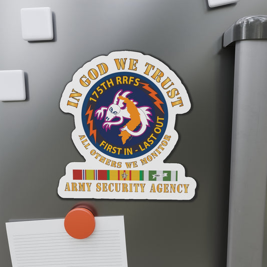 Die-Cut Magnets - Army - 176th RRFS - First In Last Out - SSI - In God we Trust - ASA w VN SVC X 300