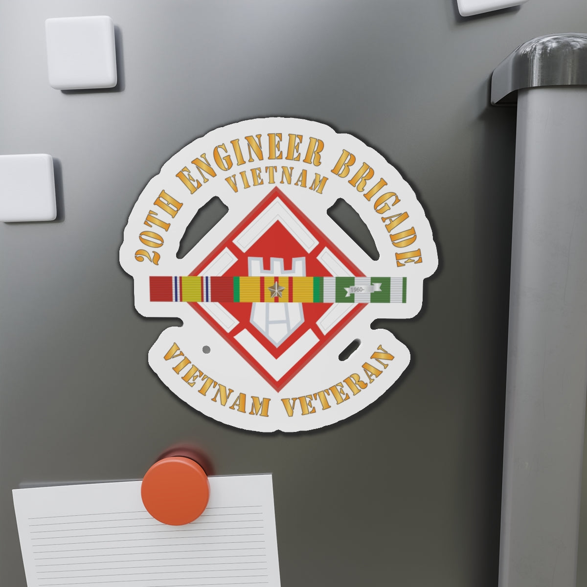 Die-Cut Magnets -SSI - Army -  20th Engineer Brigade with VIetnam SVC Ribbons X 300