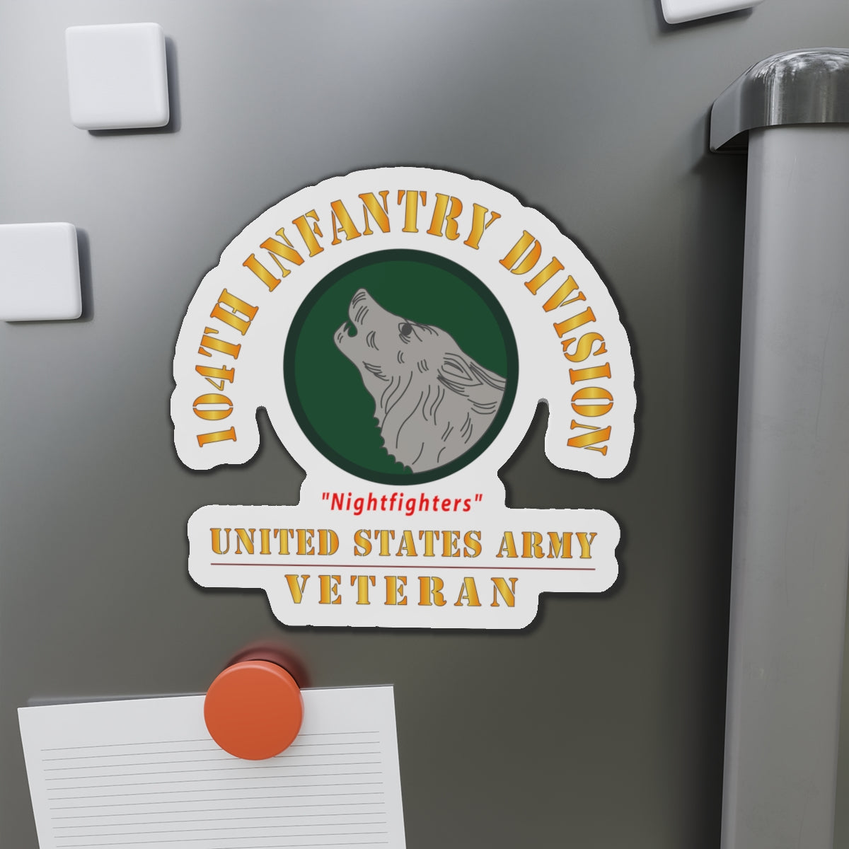 Die-Cut Magnets - Army - SSI - 104th Infantry Division - Nightfighters - US Army Veteran X 300