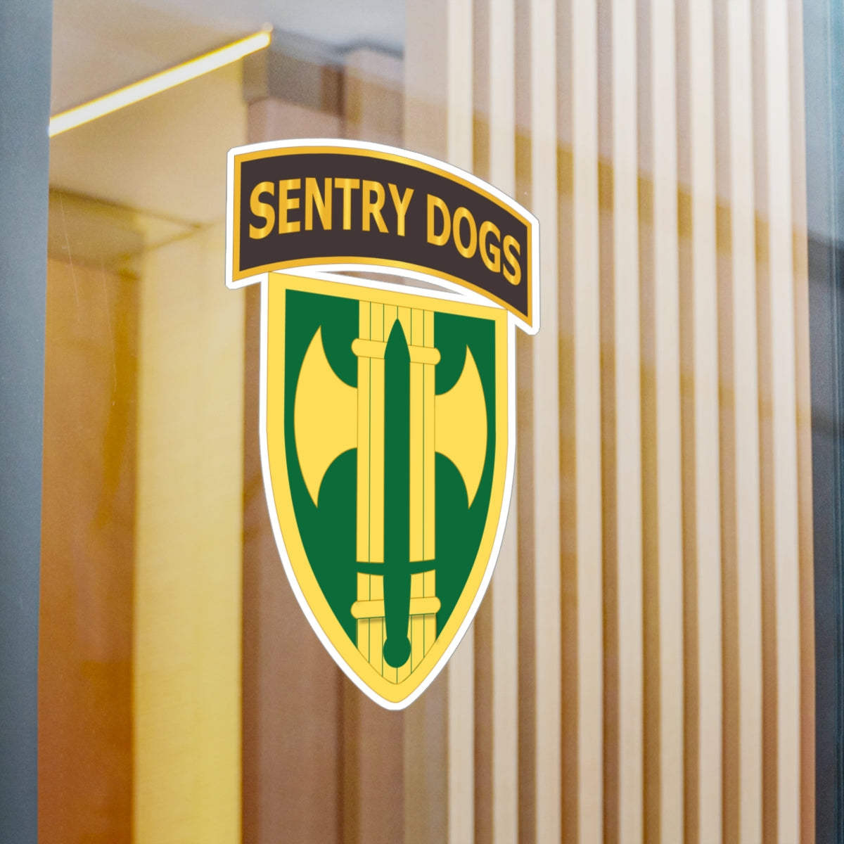 Kiss-Cut Vinyl Decals - Army - 18th MP Brigade - Sentry Dogs Tab wo Txt