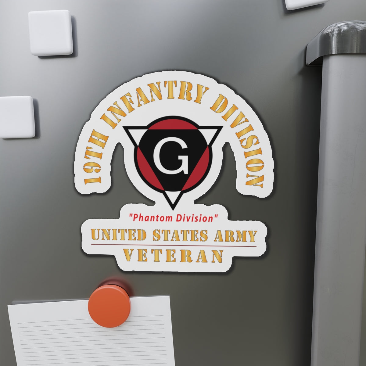 Die-Cut Magnets - Army - SSI - 19th Infantry Division  - Phantom Division - US Army Veteran X 300