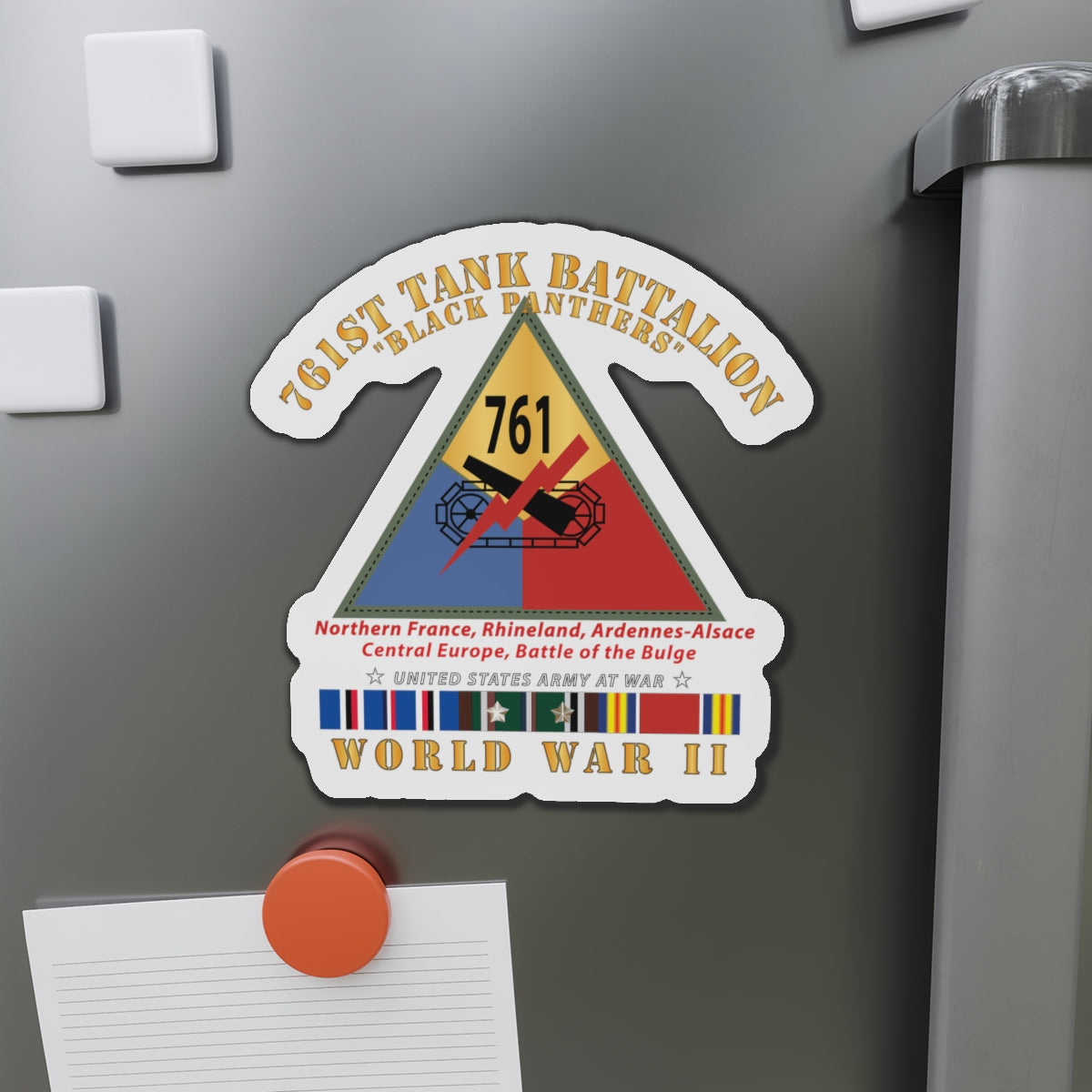 Die-Cut Magnets -SSI - Army - 761st Tank Battalion - Black Panthers - w SSI WWII  EU SVC