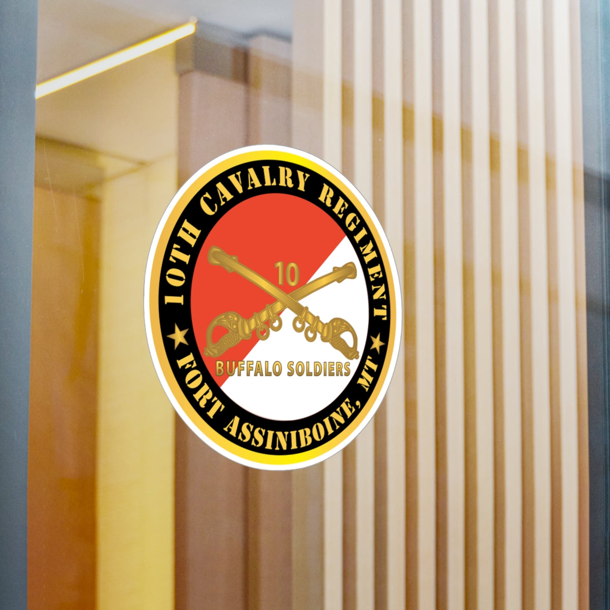 Kiss-Cut Vinyl Decals - Army - 10th Cavalry Regiment - Fort Assiniboine,  MT - Buffalo Soldiers w Cav Branch