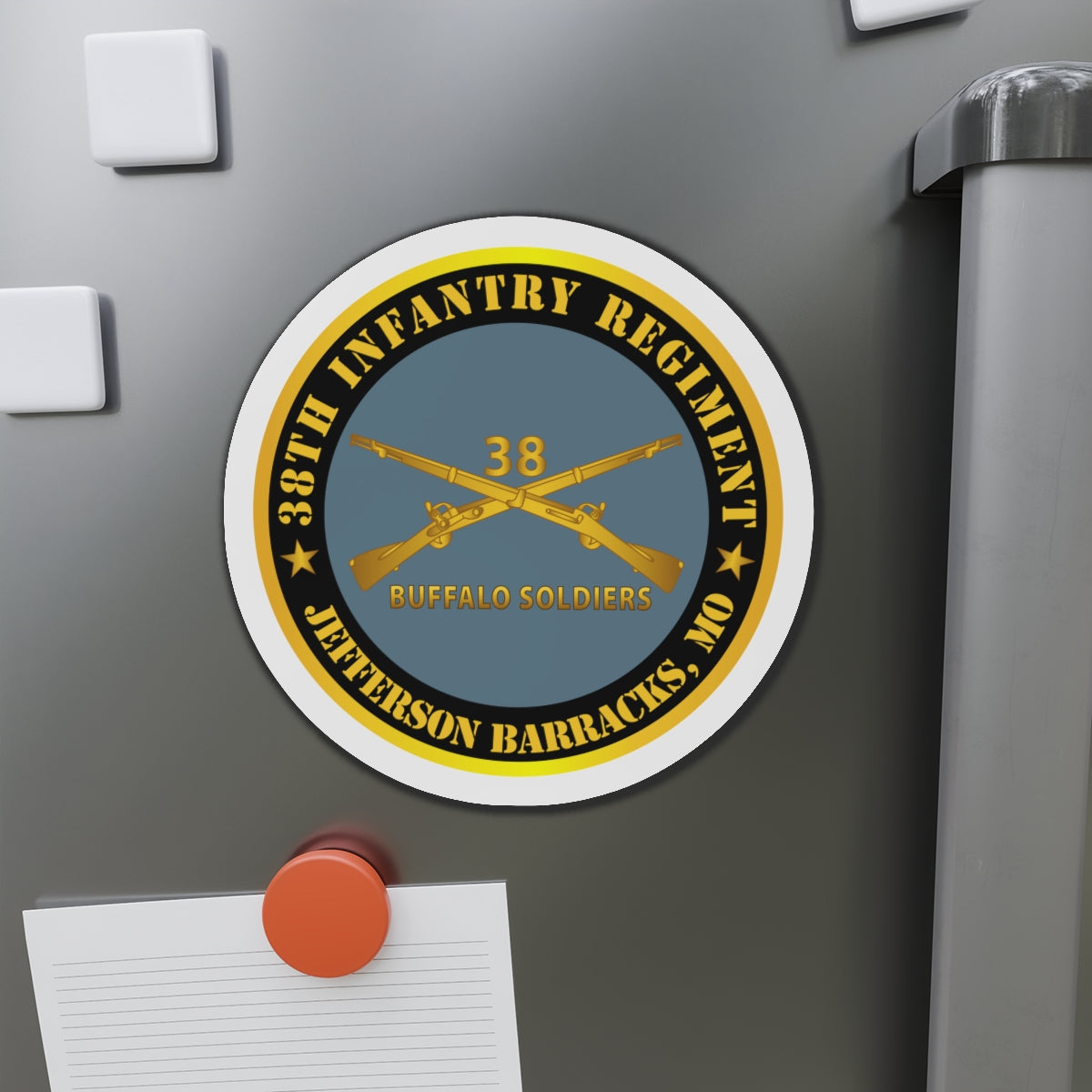 Die-Cut Magnets - 38th Infantry Regiment - Buffalo Soldiers - Jefferson Barracks, MO w Inf Branch