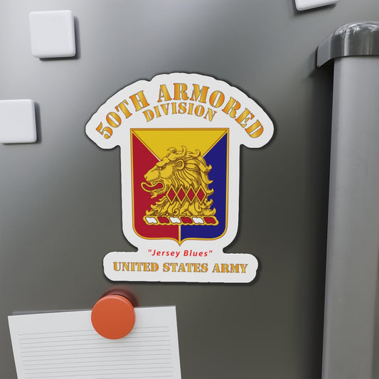Die-Cut Magnets - Army - DUI - 50th Armored Division wo Txt - Jersey Blues - US Army X 300