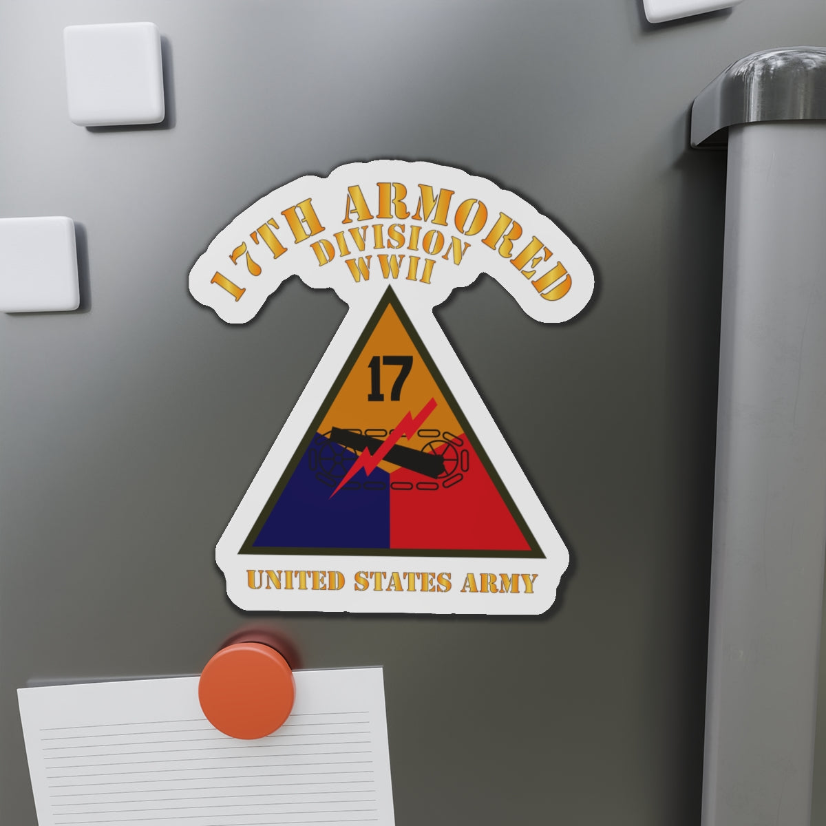 Die-Cut Magnets - Army - SSI - 17th Armored Division - WWII - US Army X 300