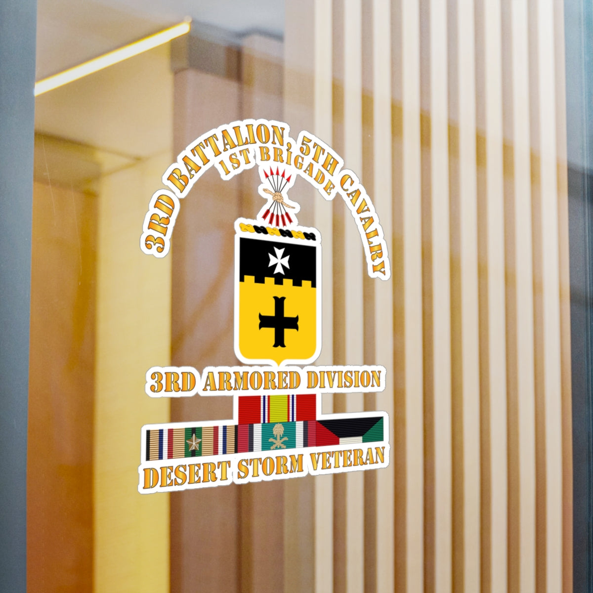 Kiss-Cut Vinyl Decals - Army - 3rd Bn, 5th Cavalry - 3rd Armored Div - Desert Storm Veteran