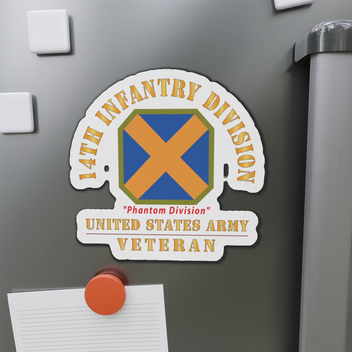 Die-Cut Magnets - Army - SSI - 14th Infantry Division - Phantom Division - US Army Veteran X 300