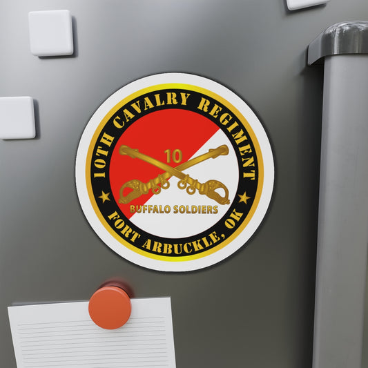 Die-Cut Magnets - 10th Cavalry Regiment - Fort Arbuckle, OK - Buffalo Soldiers w Cav Branch