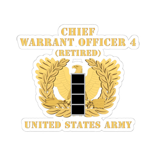 Kiss-Cut Stickers - Army - Chief Warrant Officer - CW04 - Retired - Flat - Eagle and Bar X 300