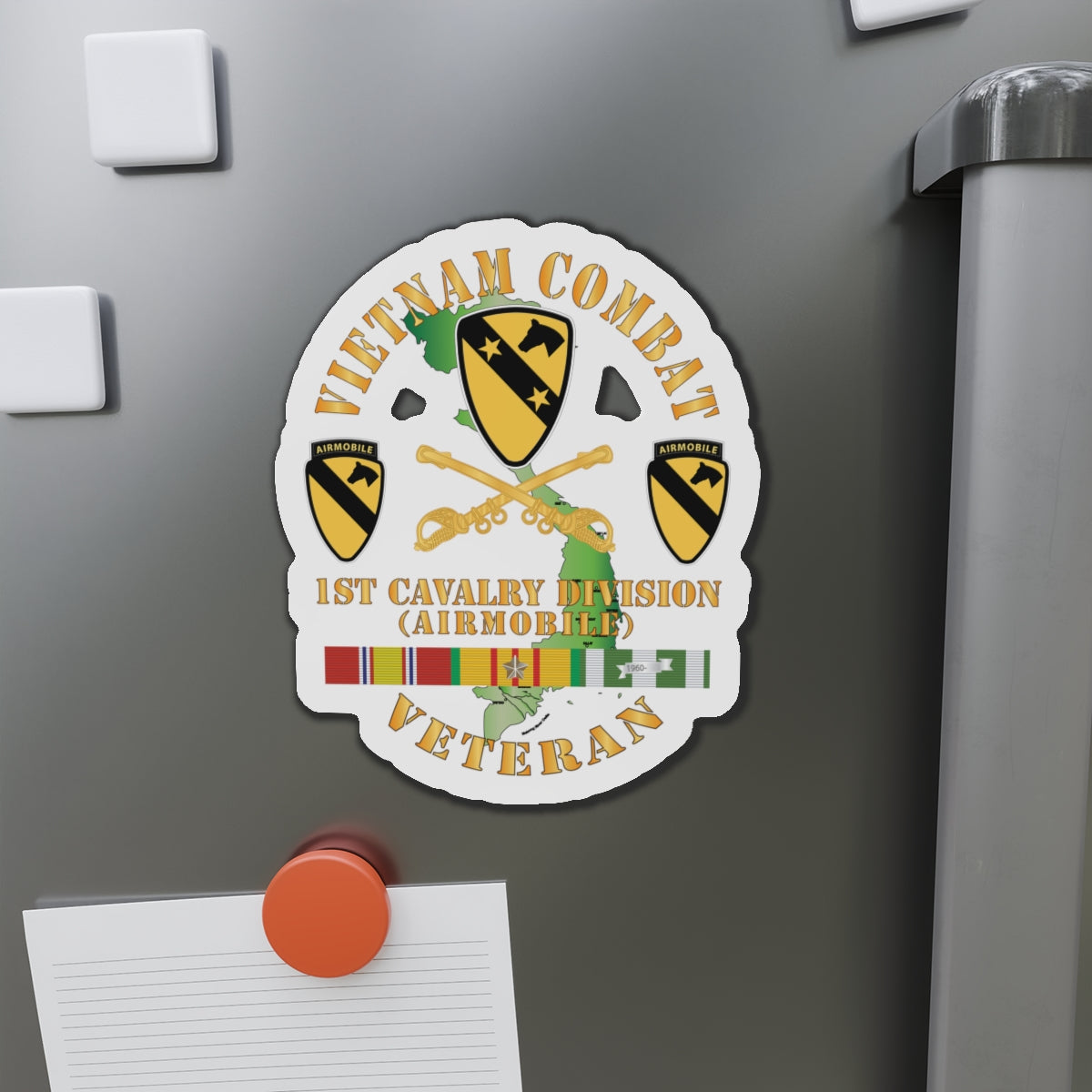 Die-Cut Magnets -SSI - Army - Vietnam Combat Veteran w 1st Cav DUI X 300