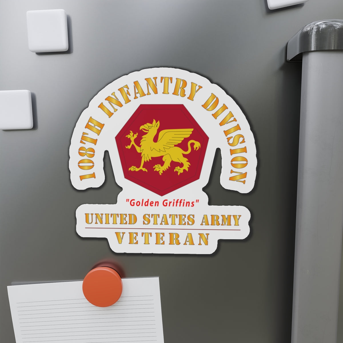 Die-Cut Magnets - Army - SSI - 108th Infantry Division (1952-Present) - Golden Griffins - US Army Veteran X 300