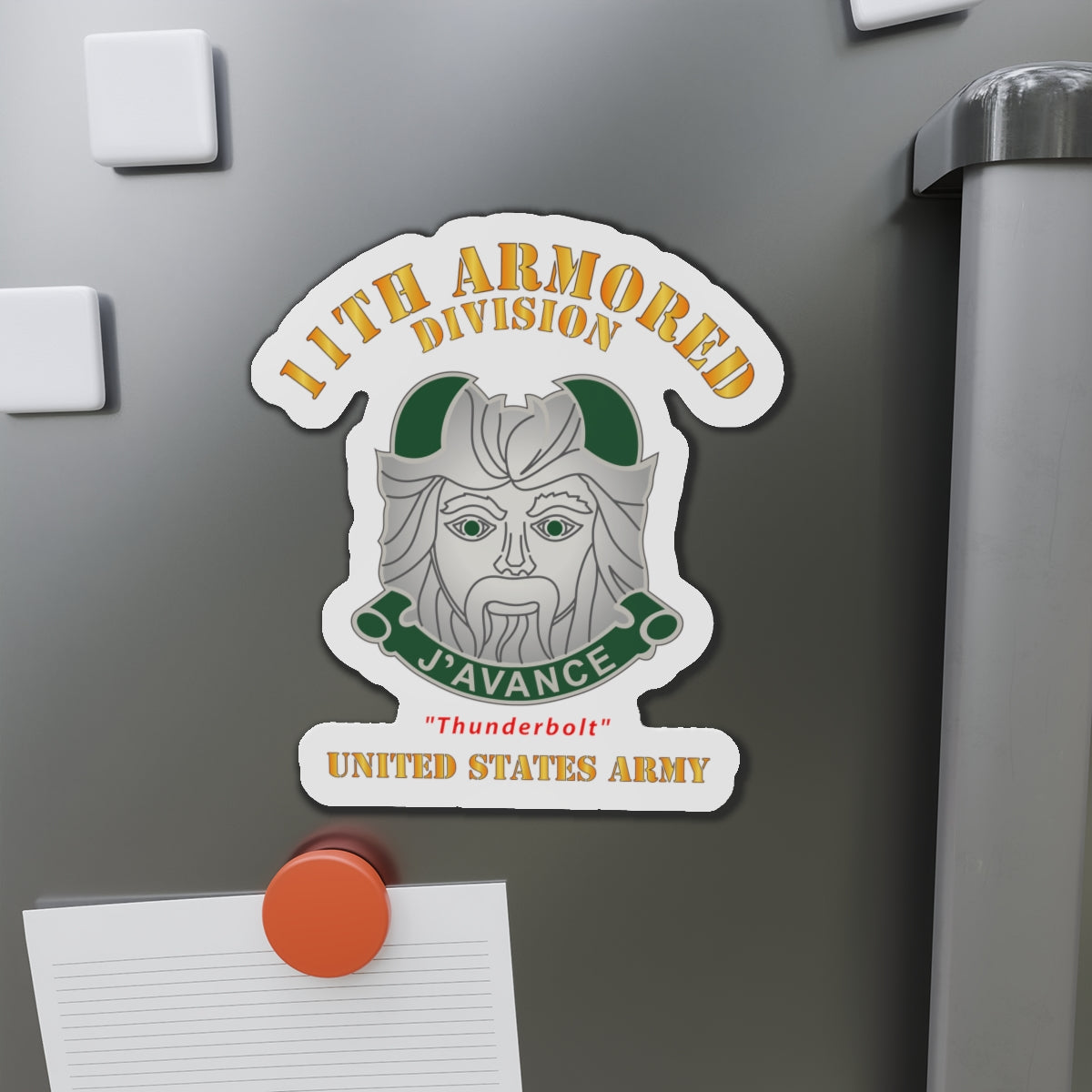 Die-Cut Magnets - Army - DUI - 11th Armored Division - Thunderbolt - US Army X 300