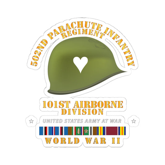 Kiss-Cut Stickers - Army  - 502nd PIR 101st  Helmet - WWII w EUR SVC