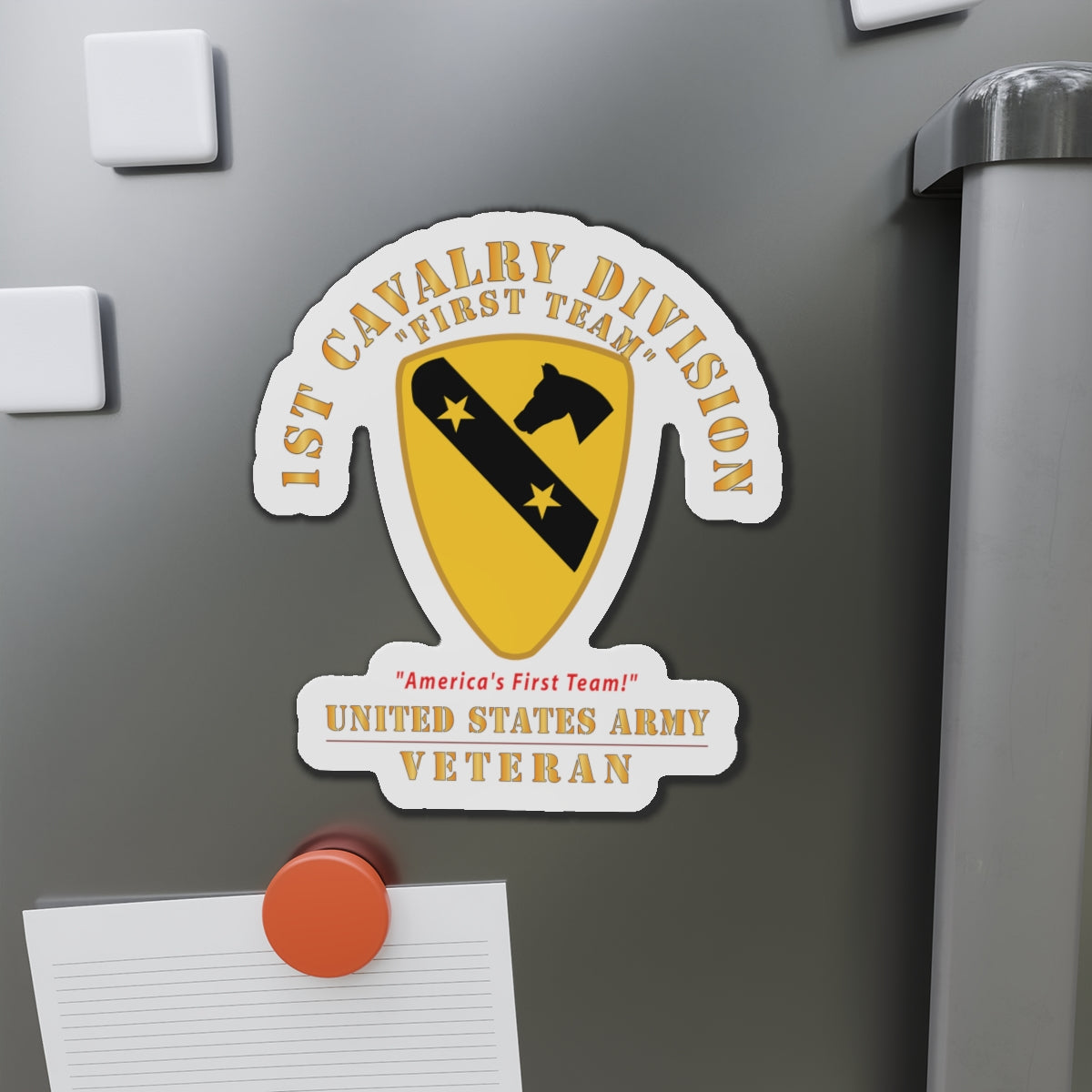 Die-Cut Magnets - Army - 1st Cavalry Division - DUI - America's First Team - US Army - Veteran X 300