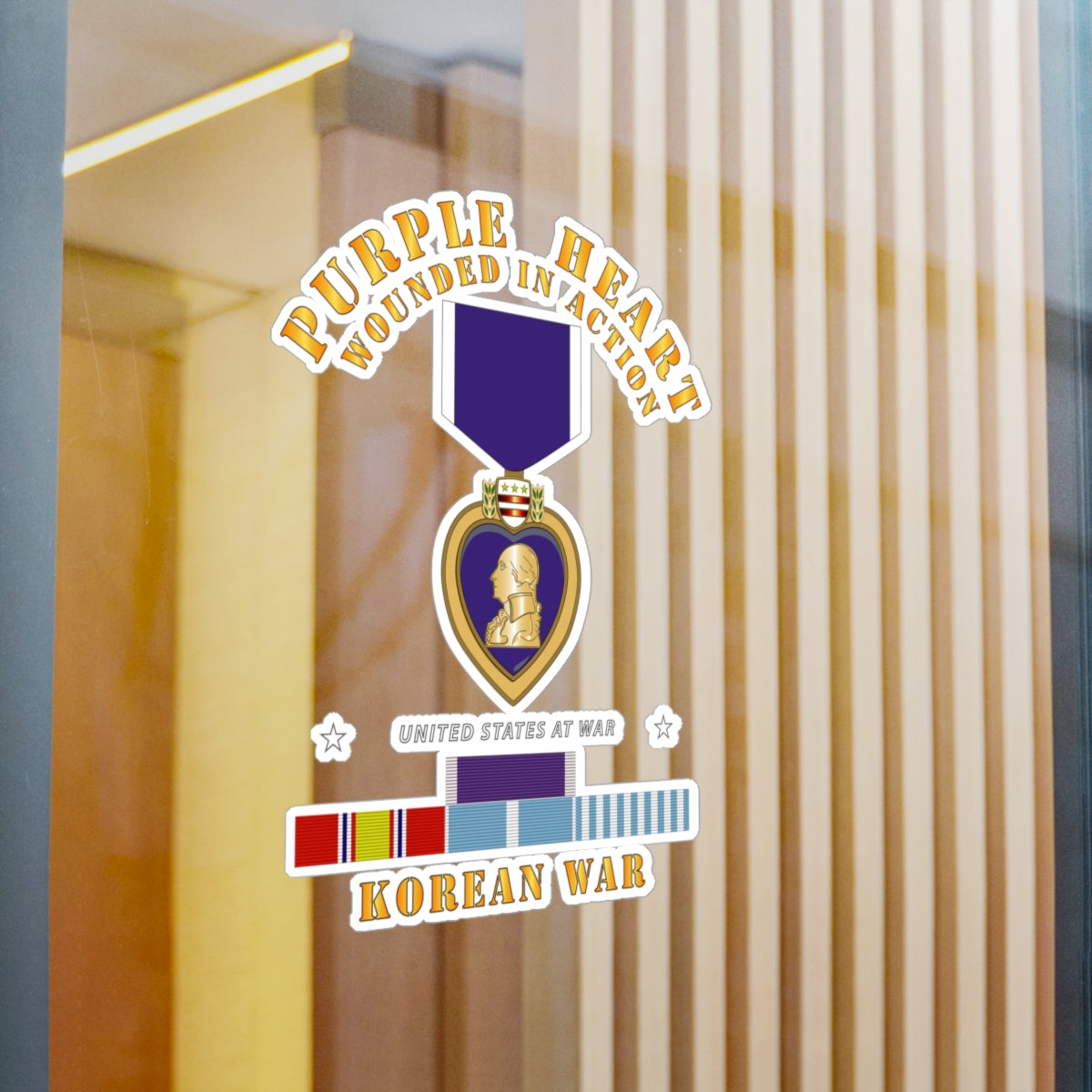 Kiss-Cut Vinyl Decals - Purple Heart - WIA w Korean War  w Purple Heart
