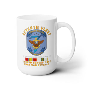 White Ceramic Mug 15oz - Navy - Seventh Fleet w COLD SVC X 300