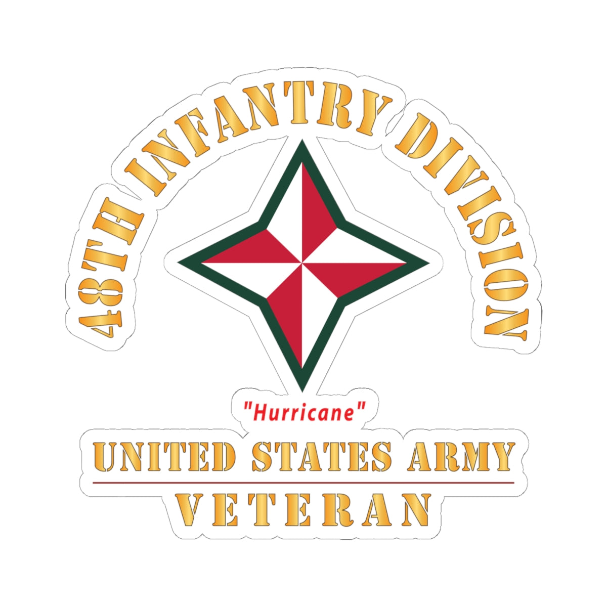 Kiss-Cut Stickers - Army - SSI - 48th Infantry Division - Hurricane - US Army Veteran X 300