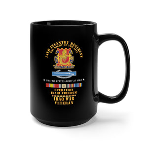 Black Mug 15oz - Army - DUI - 14th Infantry Regiment The right of the line w CIB -  OIF - IRAQ SVC X 300