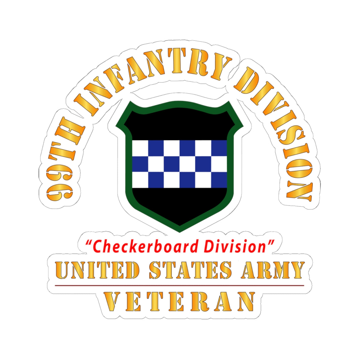 Kiss-Cut Stickers - Army - SSI - 99th Infantry Division - Checkerboard Division - US Army Veteran X 300