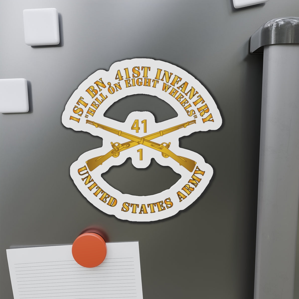 Die-Cut Magnets - Army - 1st Bn, 41st Infantry - Hell on 8 Wheels w Infantry Br