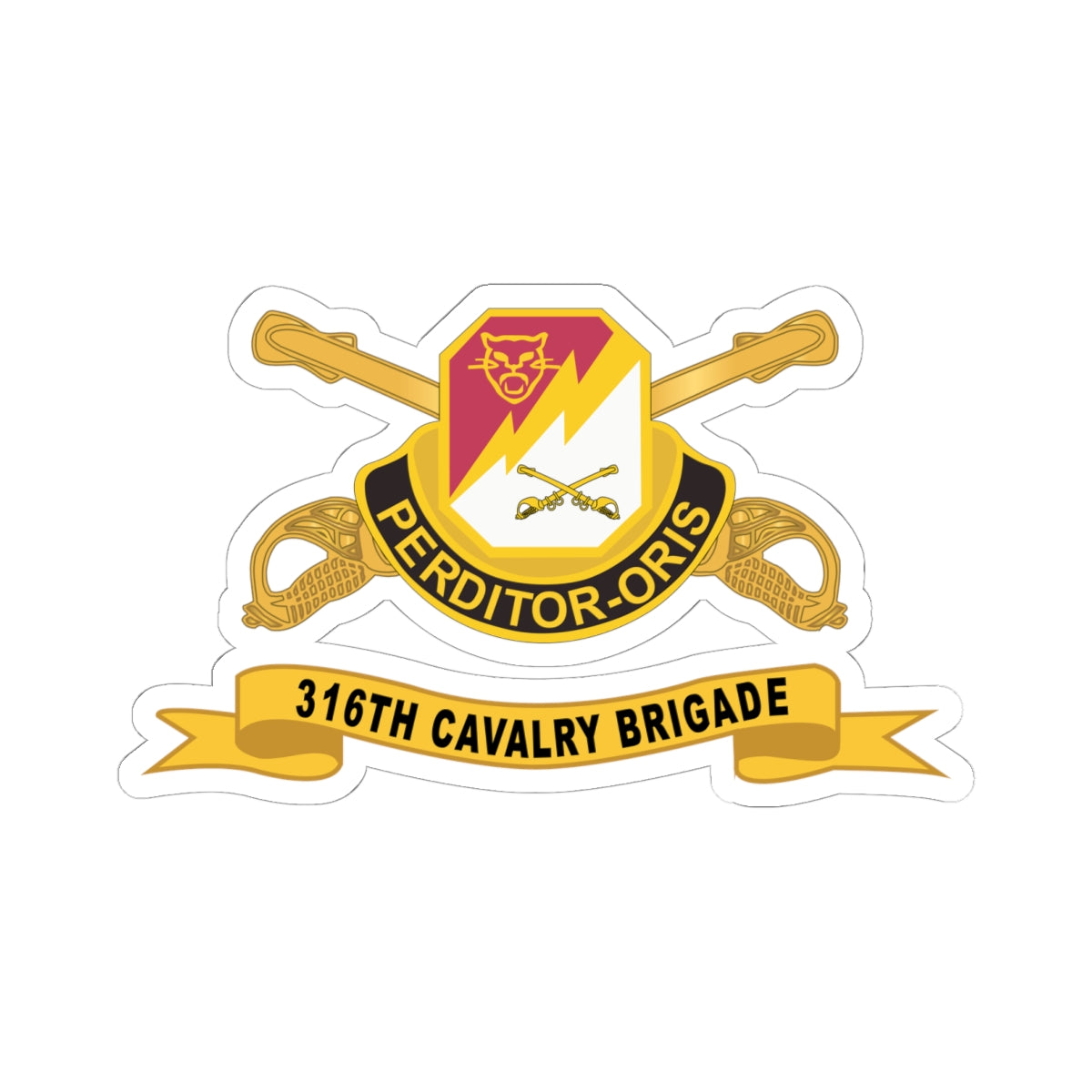 Kiss-Cut Stickers - Army  - 316th Cavalry Brigade - DUI w Br - Ribbon X 300