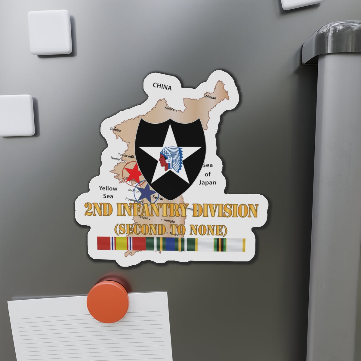 Die-Cut Magnets -SSI- Army - Korea Map - 2nd Infantry Div - Second to None w SVC X 300