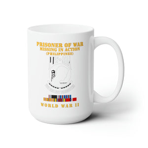 White Ceramic Mug 15oz - Army - POW - MIA - Phili WWII w PAC SVC - Hat