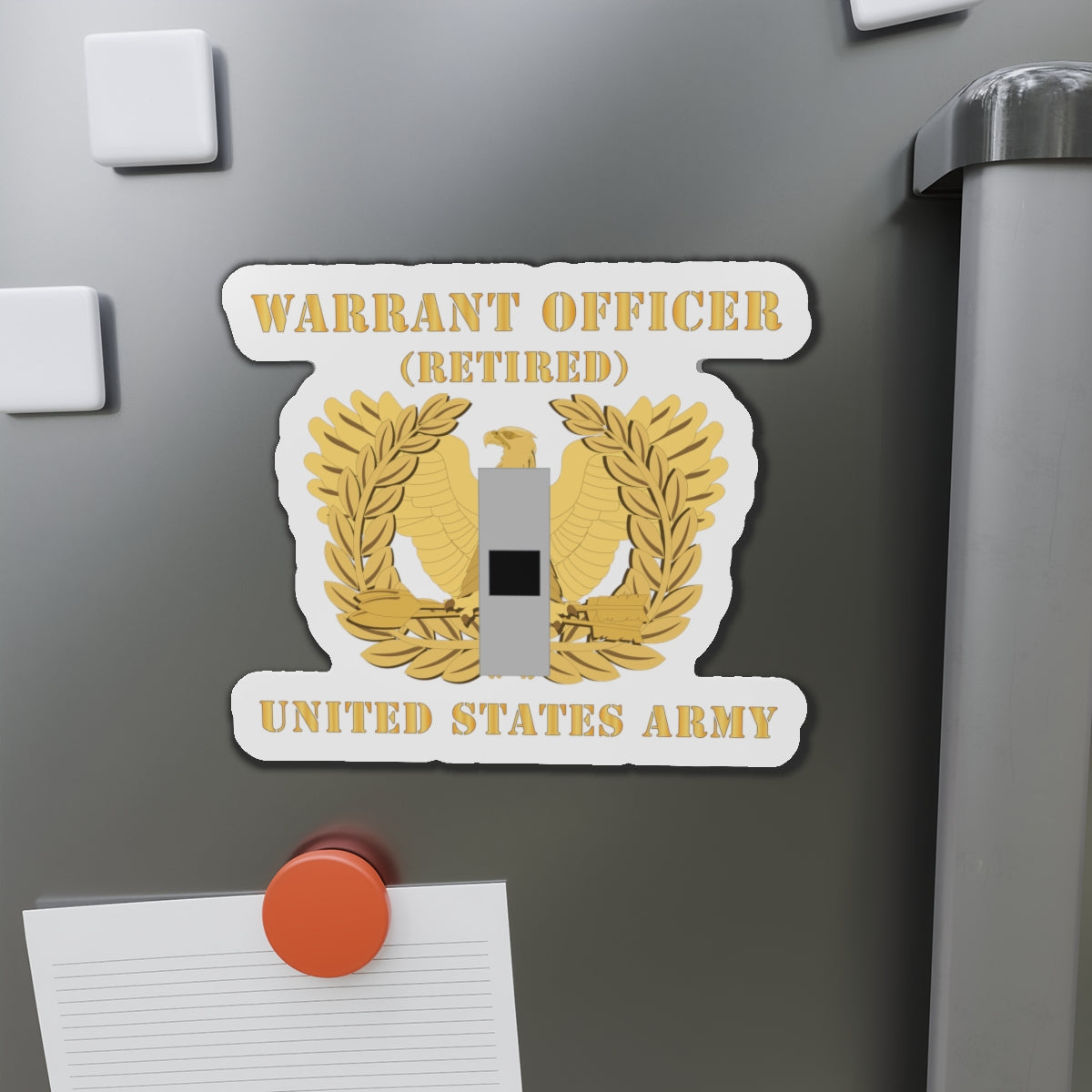 Die-Cut Magnets -SSI -  Army - Warrant Officer - W01 - Retired - Flat - Eagle and Bar X 300