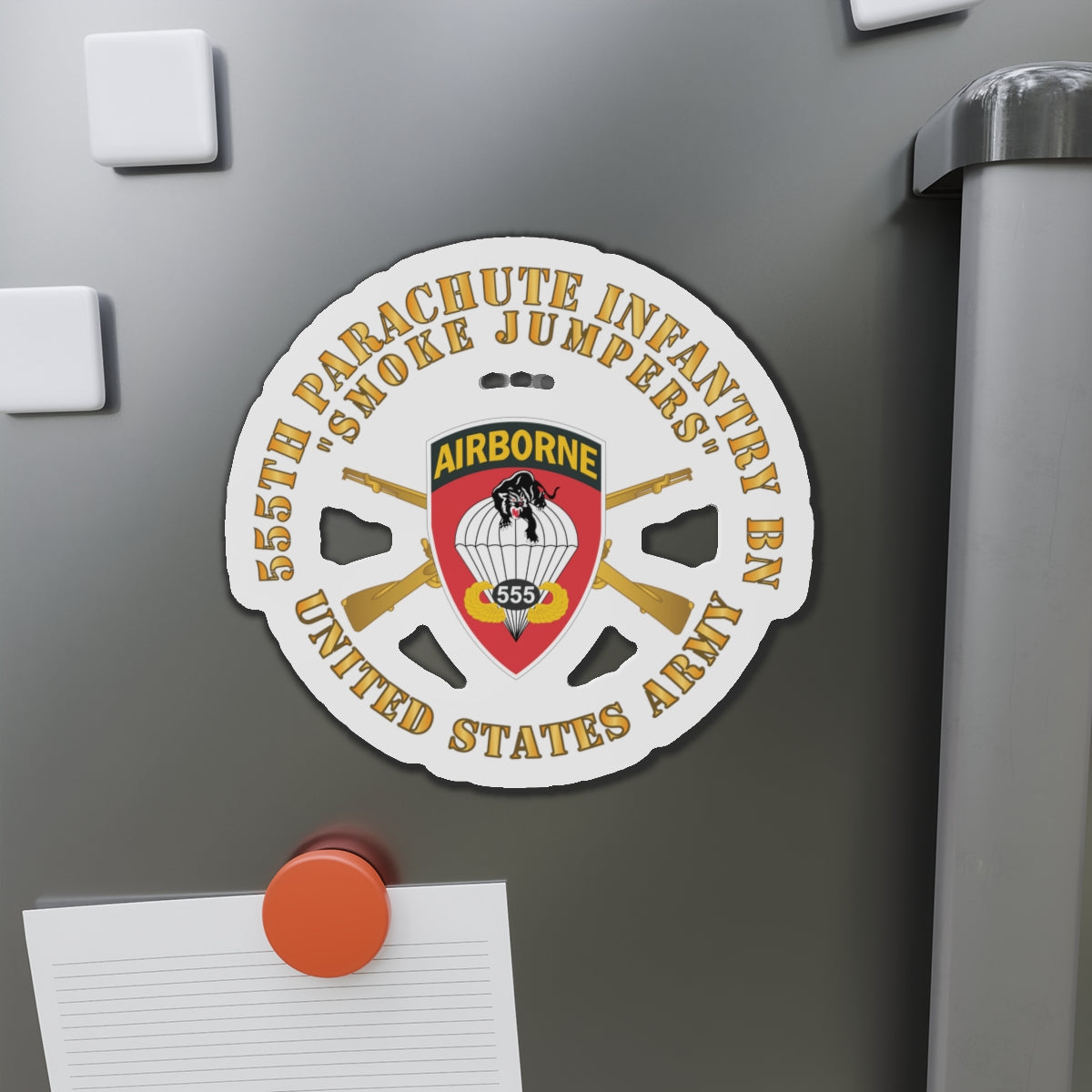 Die-Cut Magnets - 555th Infantry Parachute Bn SSI - Smoke Jumpers w Br X 300