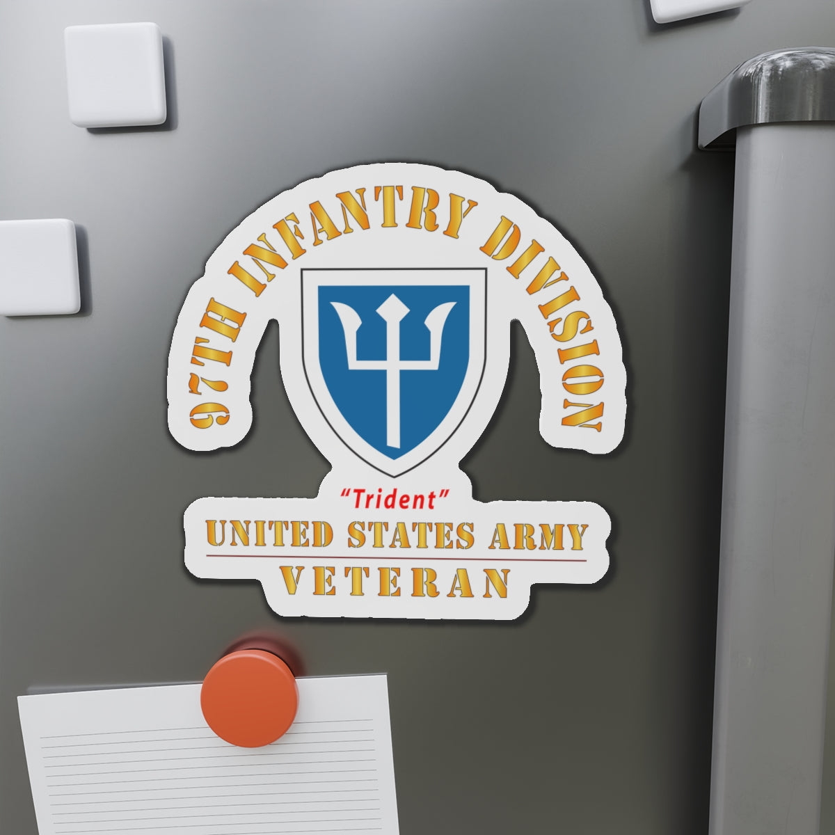 Die-Cut Magnets - Army - SSI - 97th Infantry Division - Trident - US Army Veteran X 300