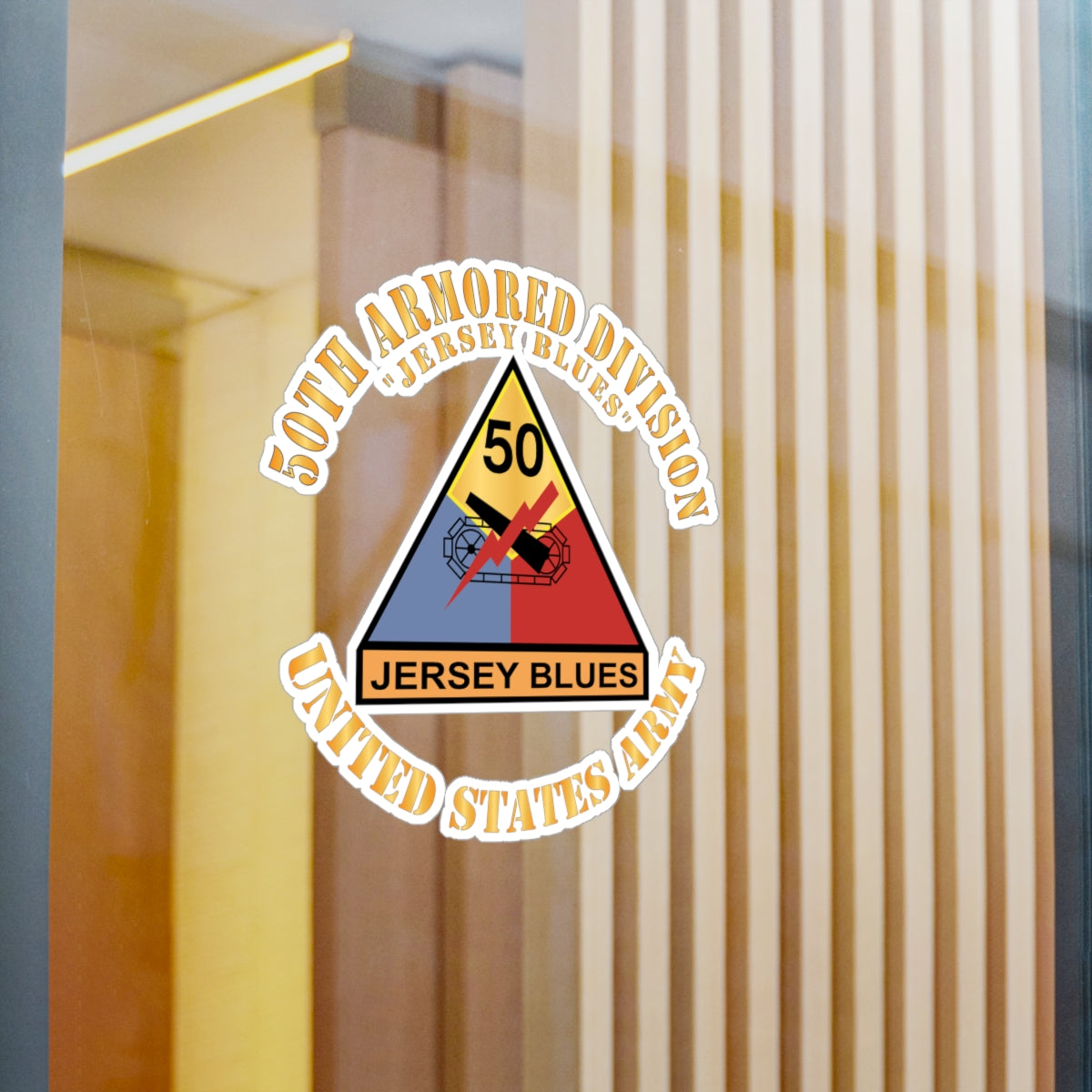 Kiss-Cut Vinyl Decals - Army - 50th Armored Division - SSI - Jersey Blues - Jersey Blues - US Army X 300