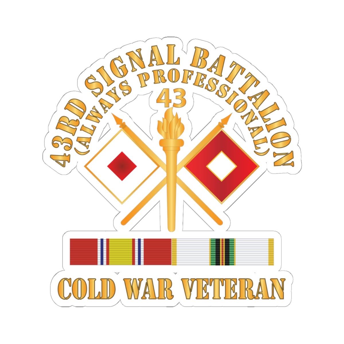 Kiss - Cut Stickers - Army - 43rd Signal Battalion - Cold War Veteran w COLD SVC X 300