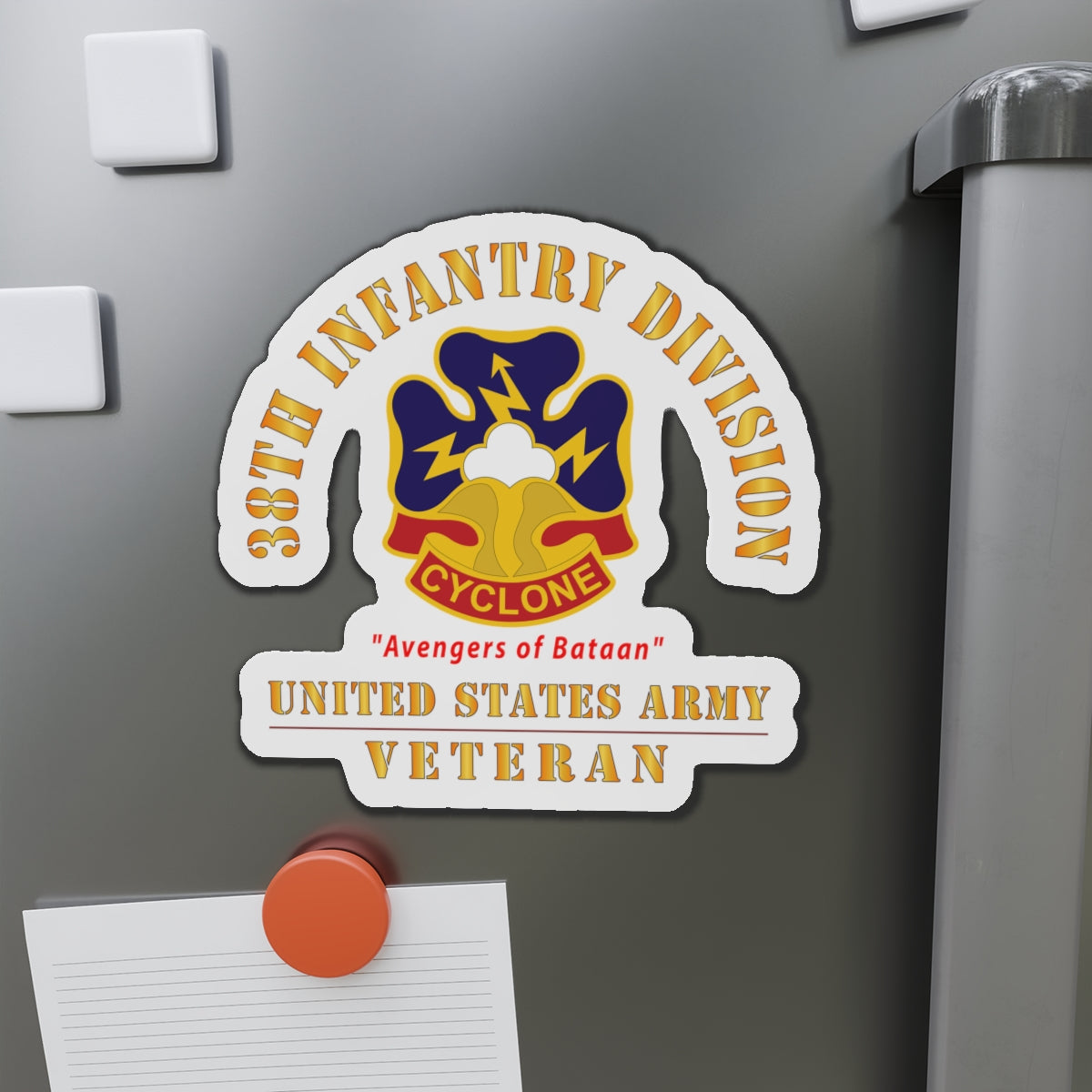 Die-Cut Magnets - Army - DUI - 38th Infantry Division - Cyclone - US Army Veteran X 300