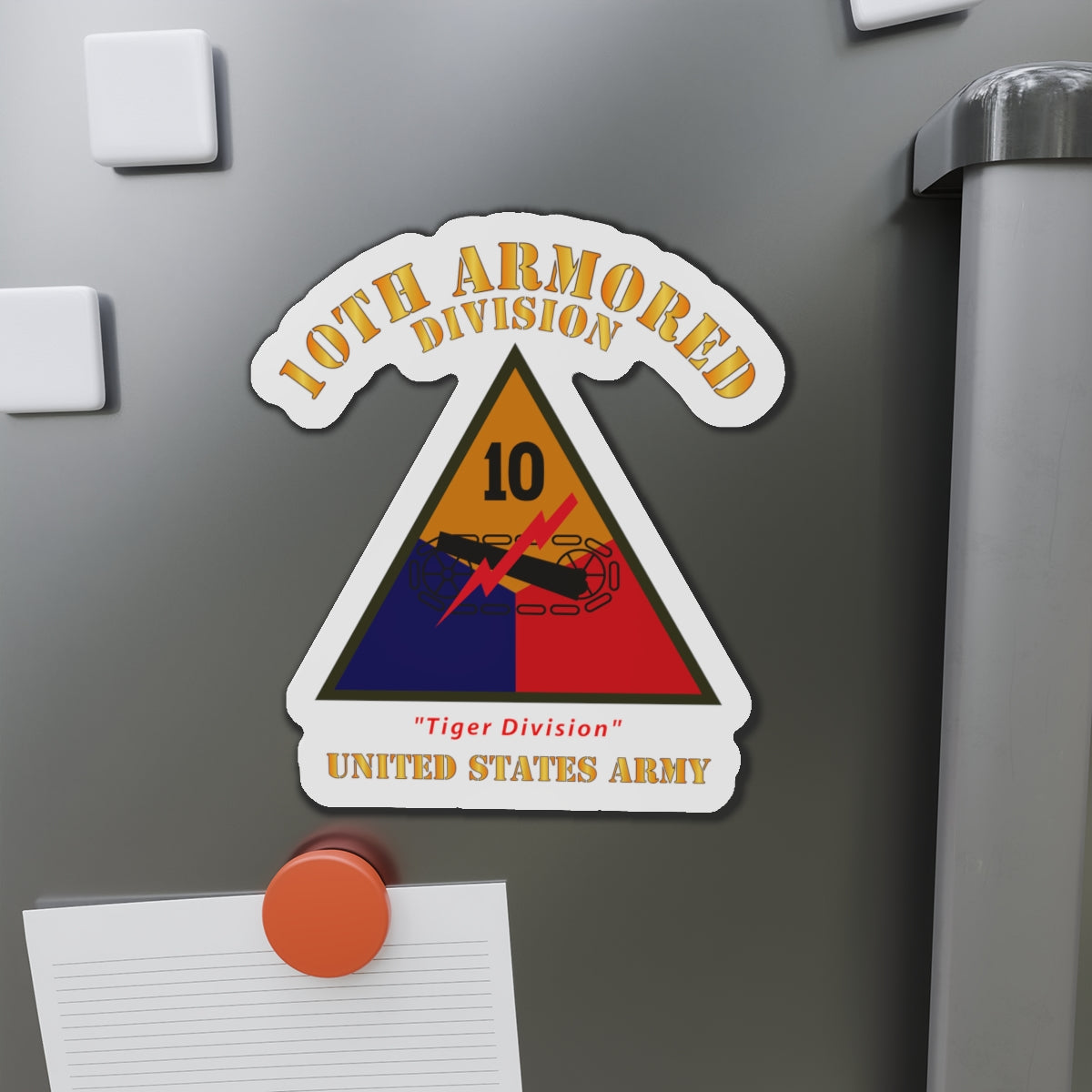 Die-Cut Magnets - Army - SSI - 10th Armored Division - Tiger Division - US Army X 300