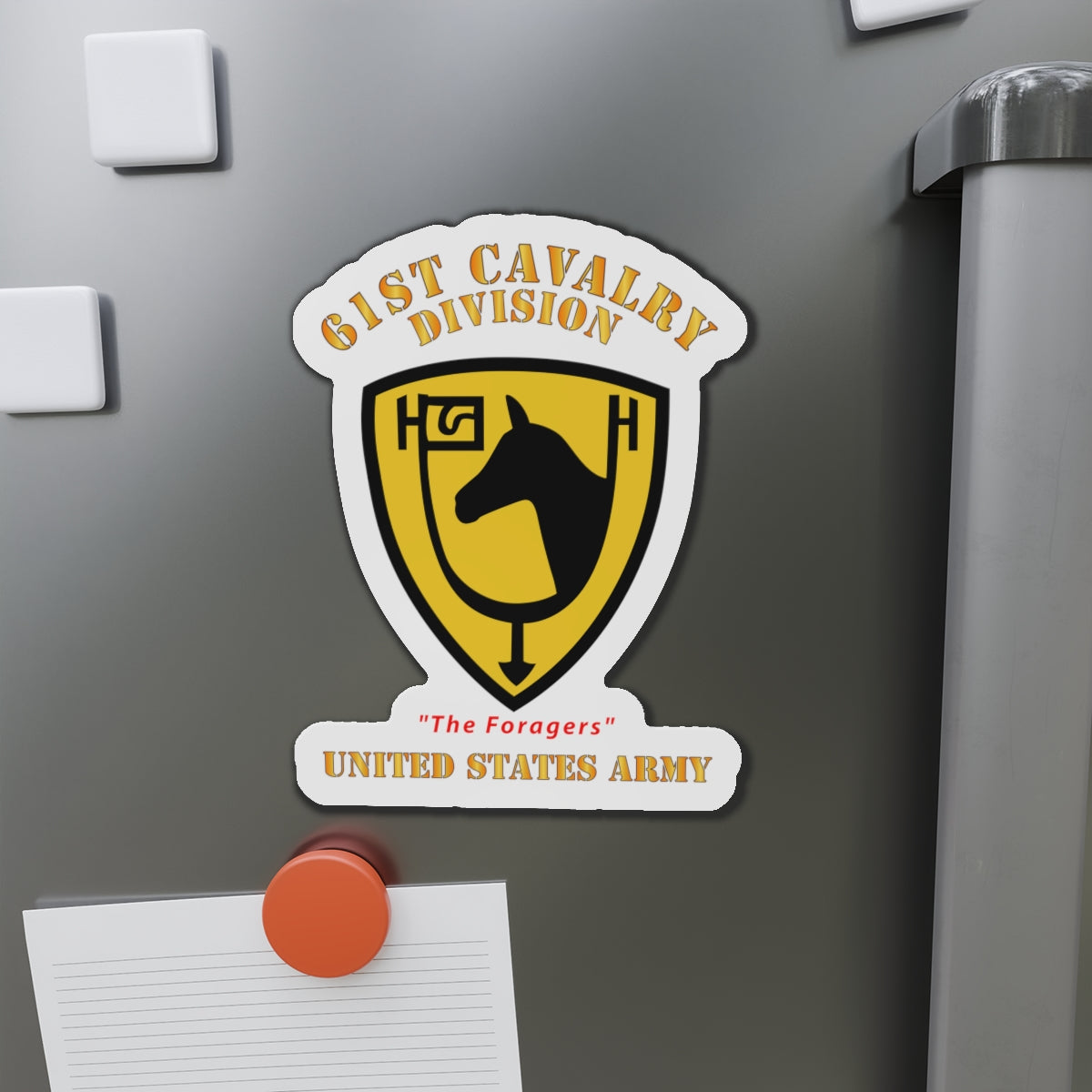Die-Cut Magnets - Army - SSI - 61st Cavalry Division - The Foragers - US Army X 300