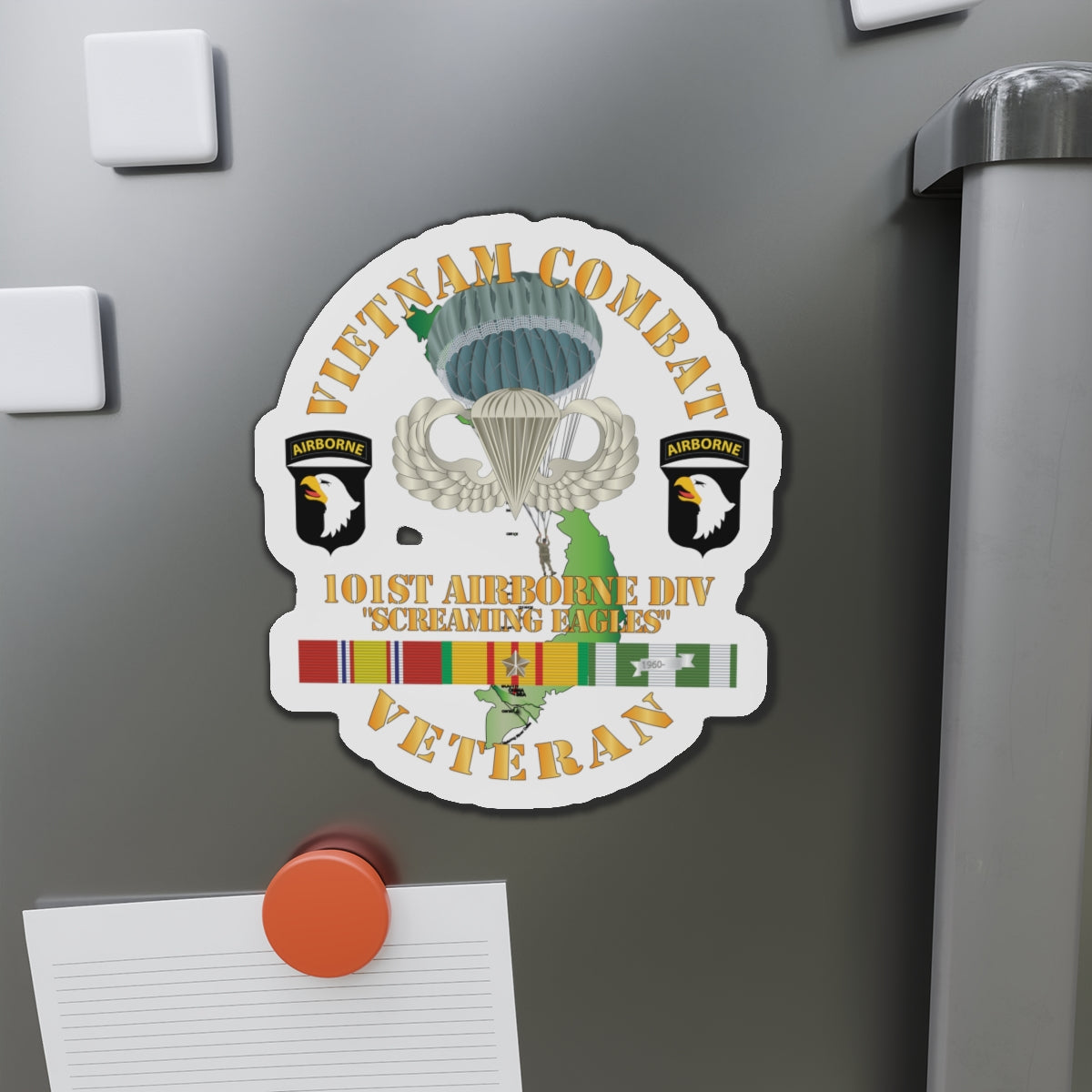 Die-Cut Magnets - Army - Vietnam Combat Veteran w 101st Airborne Div SSI X 300
