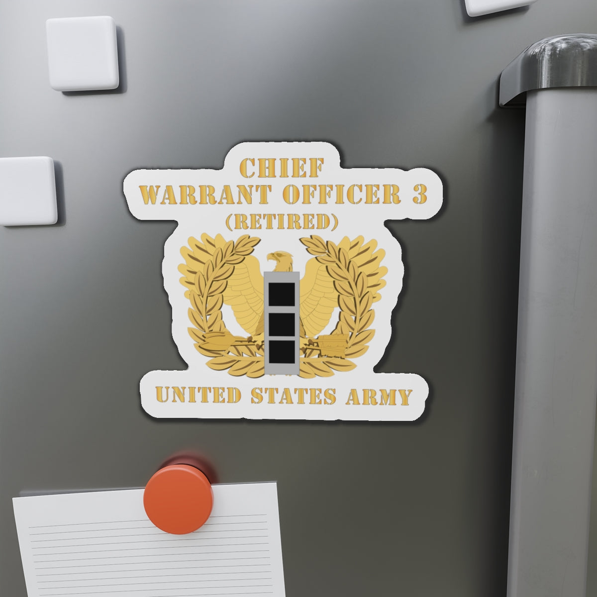 Die-Cut Magnets -SSI - Army - Chief Warrant Officer - CW03 - Retired - Flat - Eagle and Bar X 300