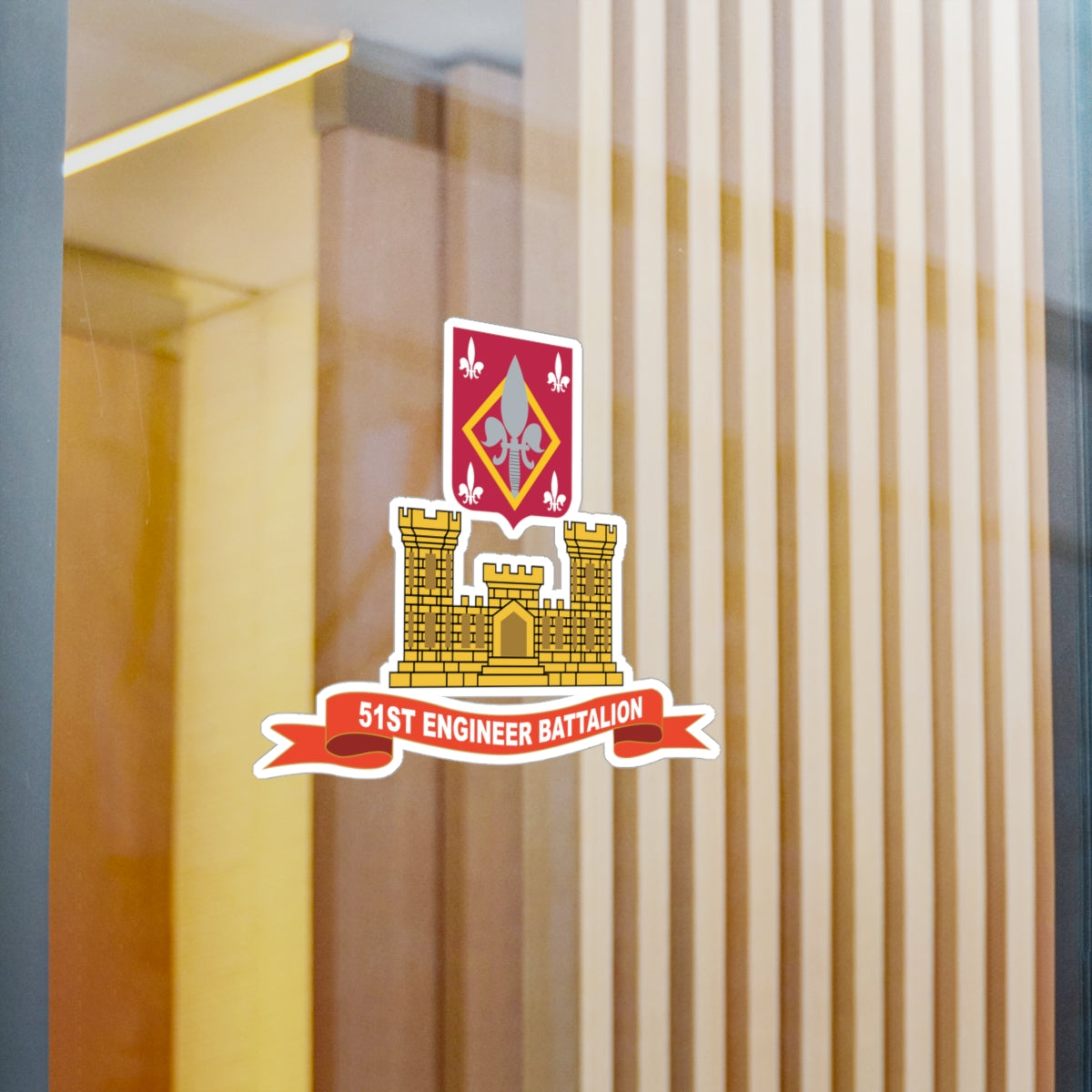 Kiss-Cut Vinyl Decals - Army - 51st Engineer Battalion w Br - Ribbon X 300