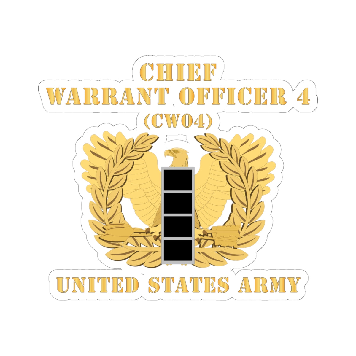 Kiss-Cut Stickers - Army - Chief Warrant Officer - CW04 - Flat - Eagle and Bar X 300