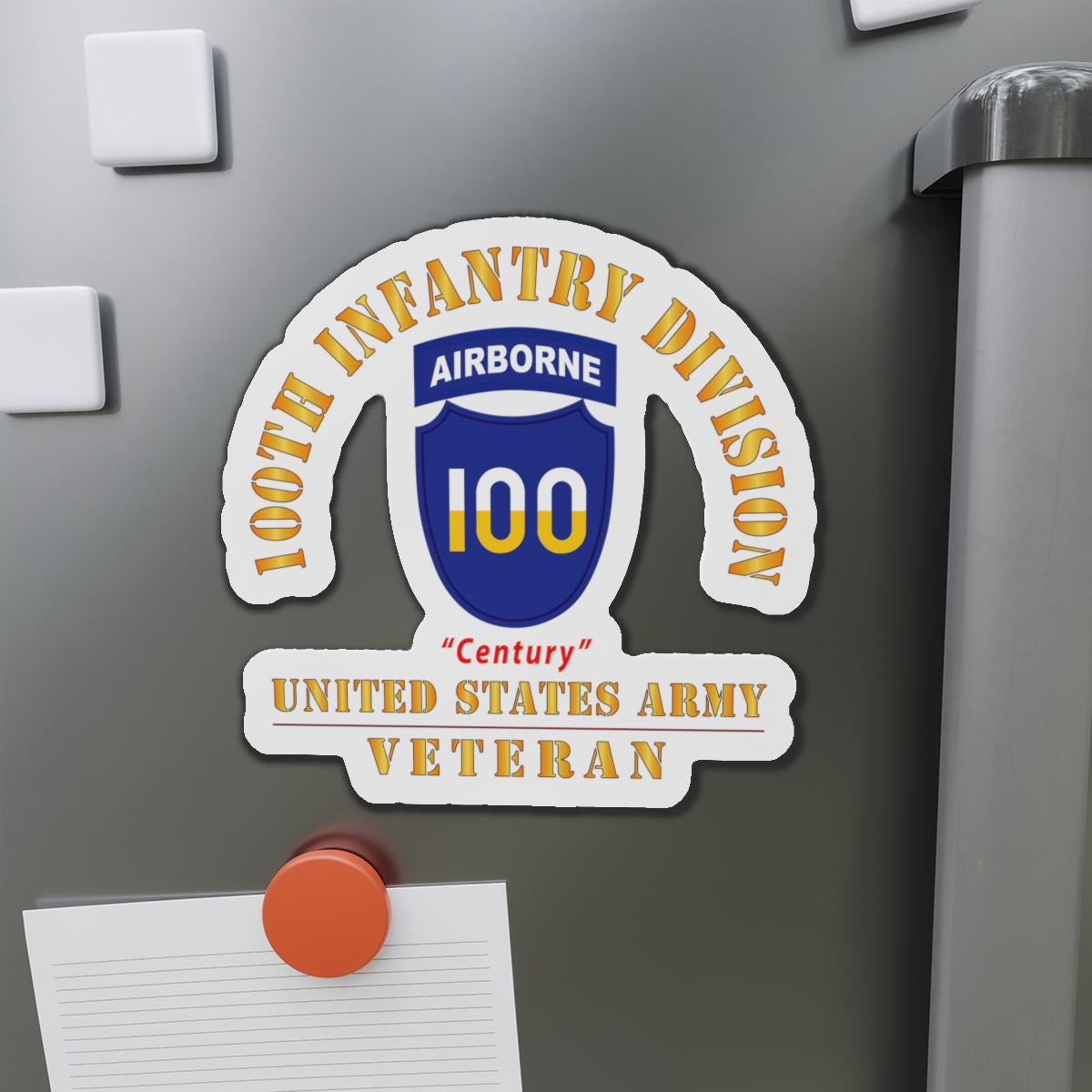 Die-Cut Magnets - Army - SSI - 100th Division (Airborne) - Century - US Army Veteran X 300