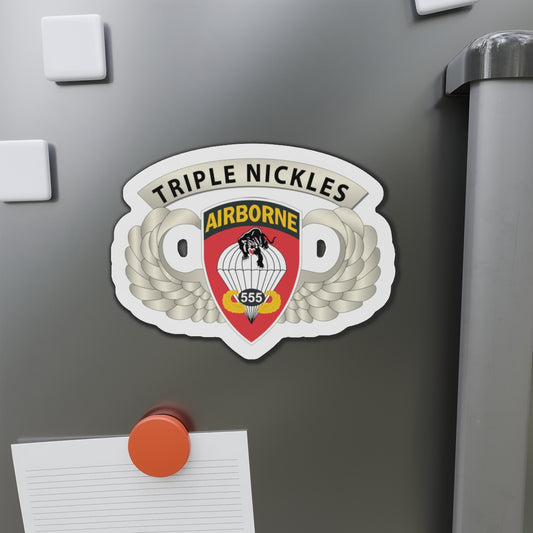Die-Cut Magnets - Airborne Badge - 555th Parachute Infantry Bn - SSI w  Triple Nickles Tab X 300